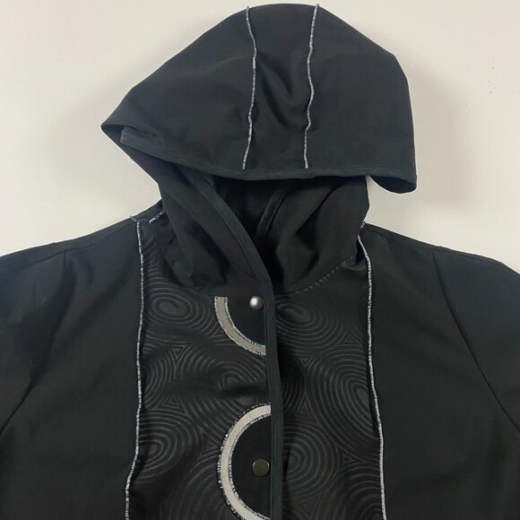 Vintage 90s Red Rover Jacket Women's XL Black Abstract Softshell Made in the USA - Picture 3 of 11